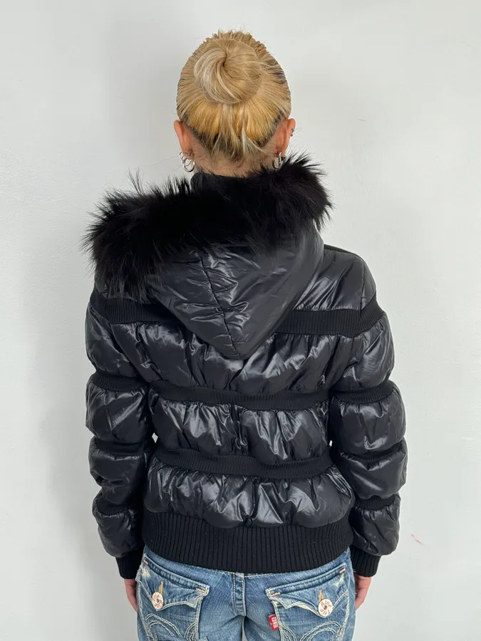 Daniele Alessandrini Black Hybrid Faux Fur Puffer Jacket - Image 3