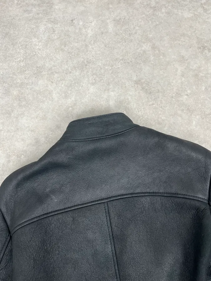 Daniele Alessandrini Black Shearling Lined Suede Leather Jacket - Image 7