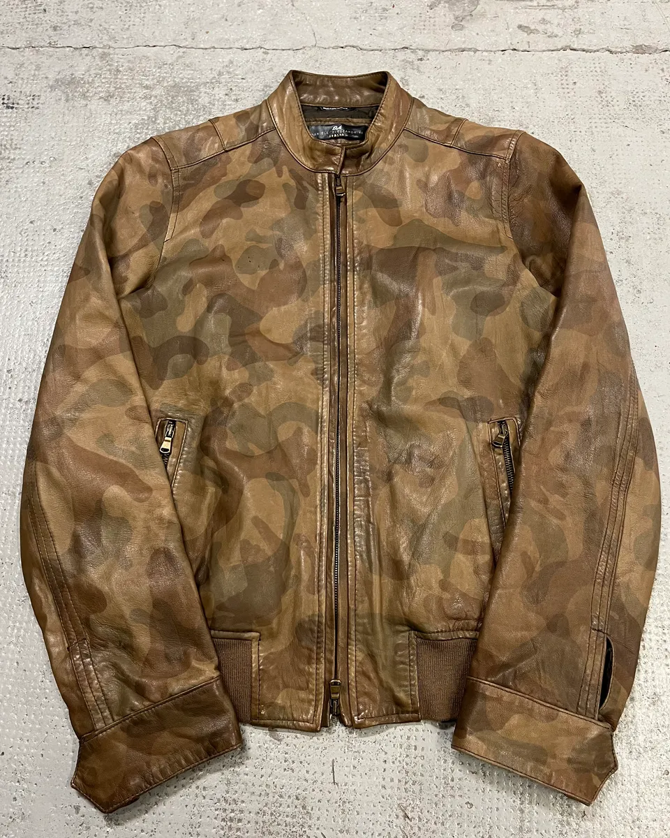Daniele Alessandrini Brown Camo Leather Jacket
