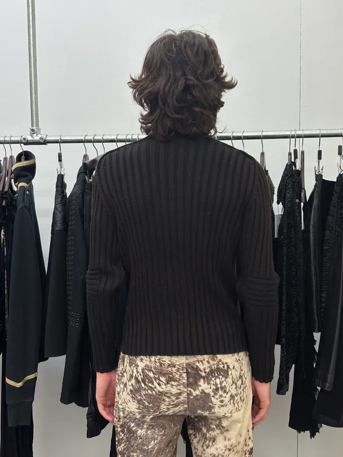 Daniele Alessandrini Brown Minimalist Zip-Up Sweater - Image 3