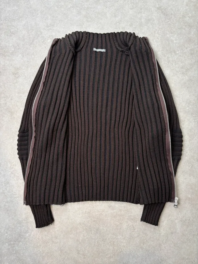 Daniele Alessandrini Brown Minimalist Zip-Up Sweater - Image 7