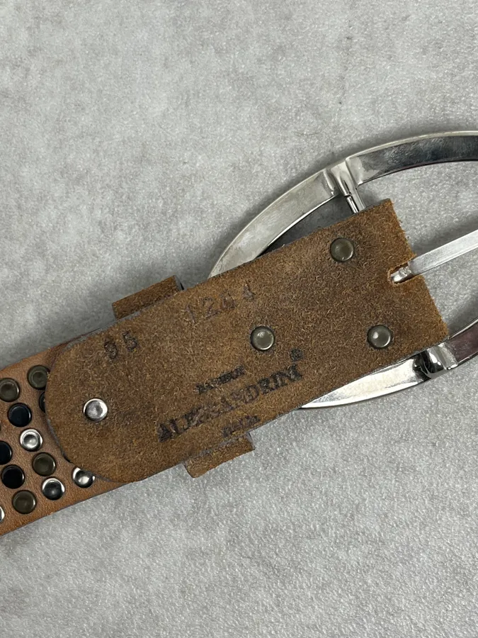 Daniele Alessandrini Brown Studded Leather Belt - Image 7