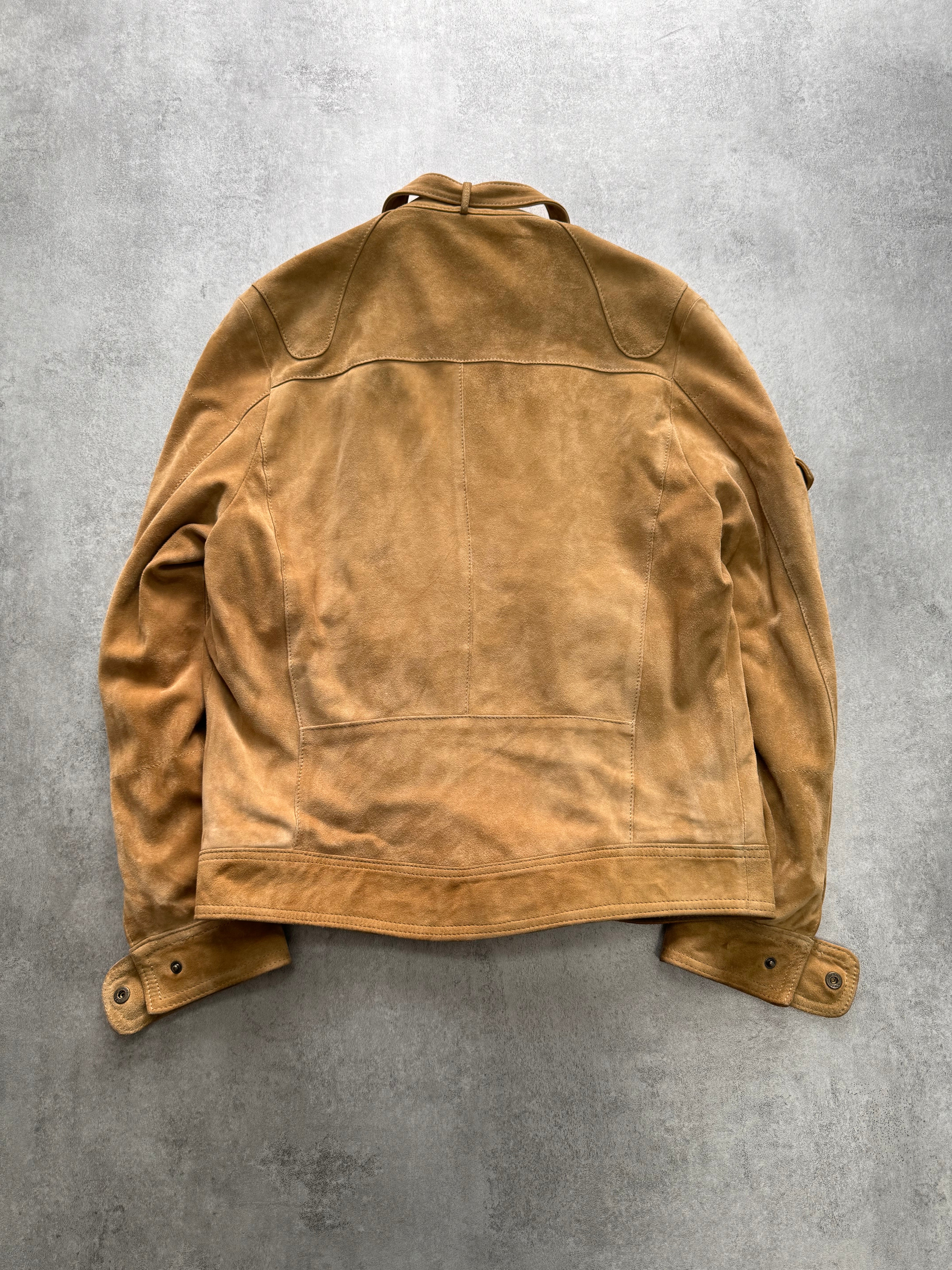 Daniele Alessandrini Caramel Suede Biker Jacket - Image 3