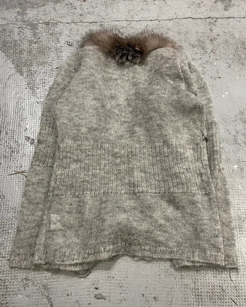 Daniele Alessandrini Fur Collar Mohair Cardigan - Image 8