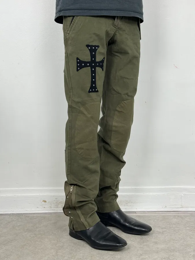 Daniele Alessandrini Green Cross Patch Flare Pants - Image 2