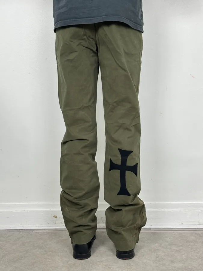 Daniele Alessandrini Green Cross Patch Flare Pants - Image 3
