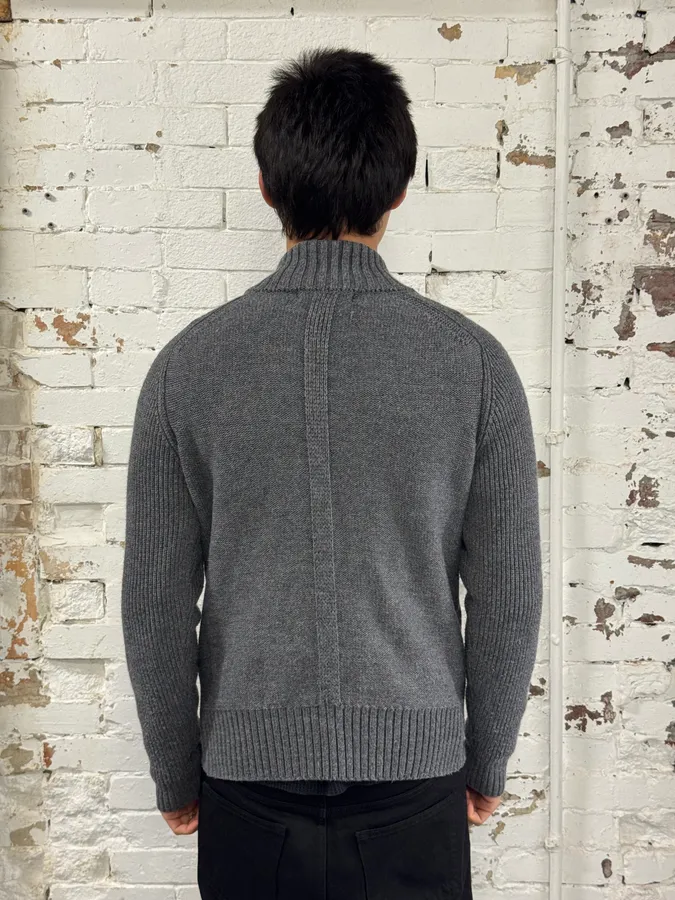 Daniele Alessandrini Grey Officer Buttoned Cardigan Sweater - Image 3