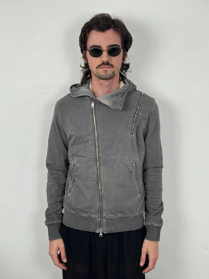 Daniele Alessandrini Grey Washed Zip-up Hoodie