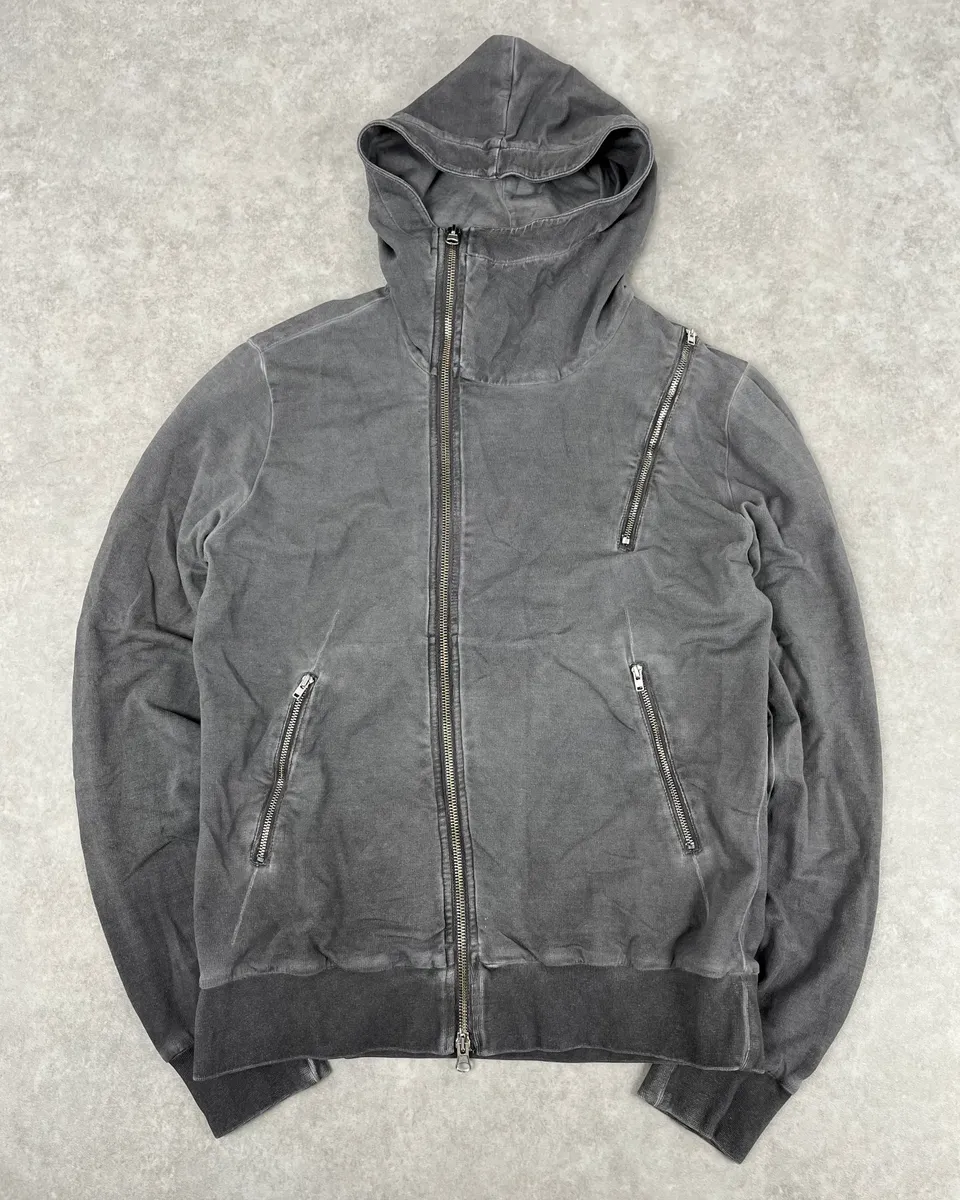 Daniele Alessandrini Grey Washed Zip-up Hoodie - Image 3