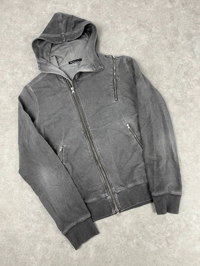 Daniele Alessandrini Grey Washed Zip-up Hoodie - Image 4