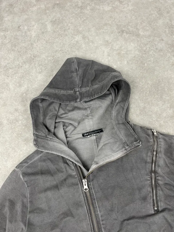 Daniele Alessandrini Grey Washed Zip-up Hoodie - Image 7