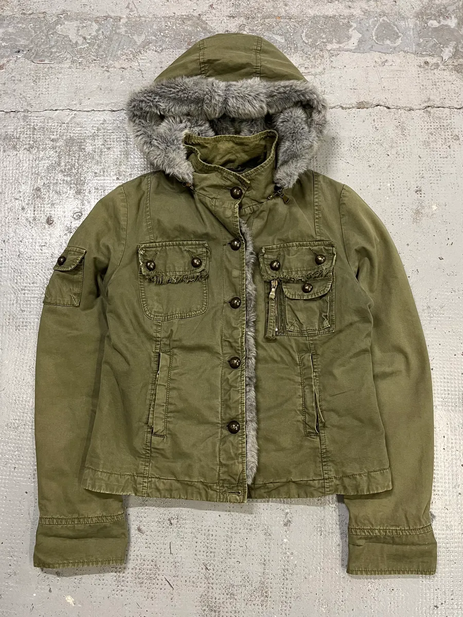 Daniele Alessandrini Multi-Pocket Khaki Hooded Jacket