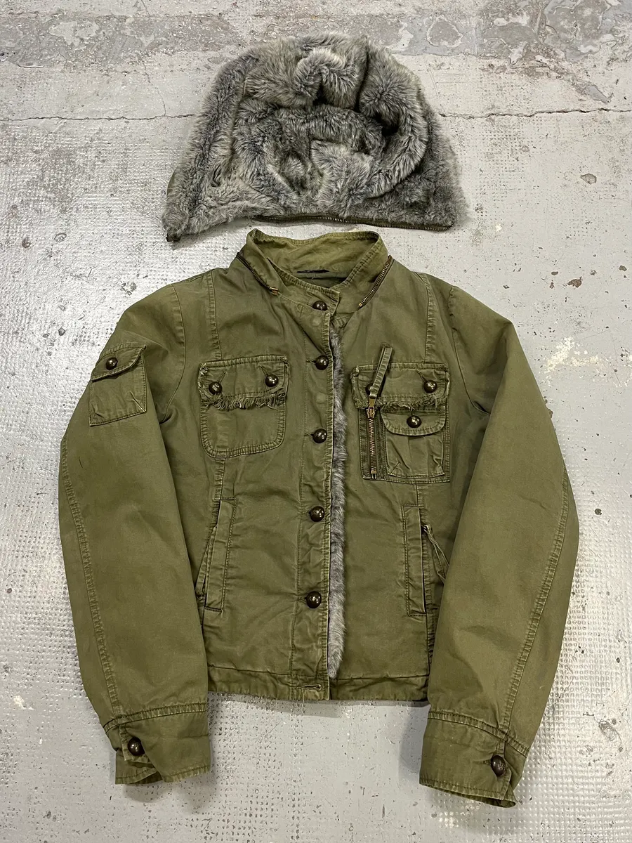Daniele Alessandrini Multi-Pocket Khaki Hooded Jacket - Image 2