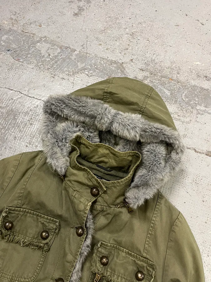 Daniele Alessandrini Multi-Pocket Khaki Hooded Jacket - Image 5