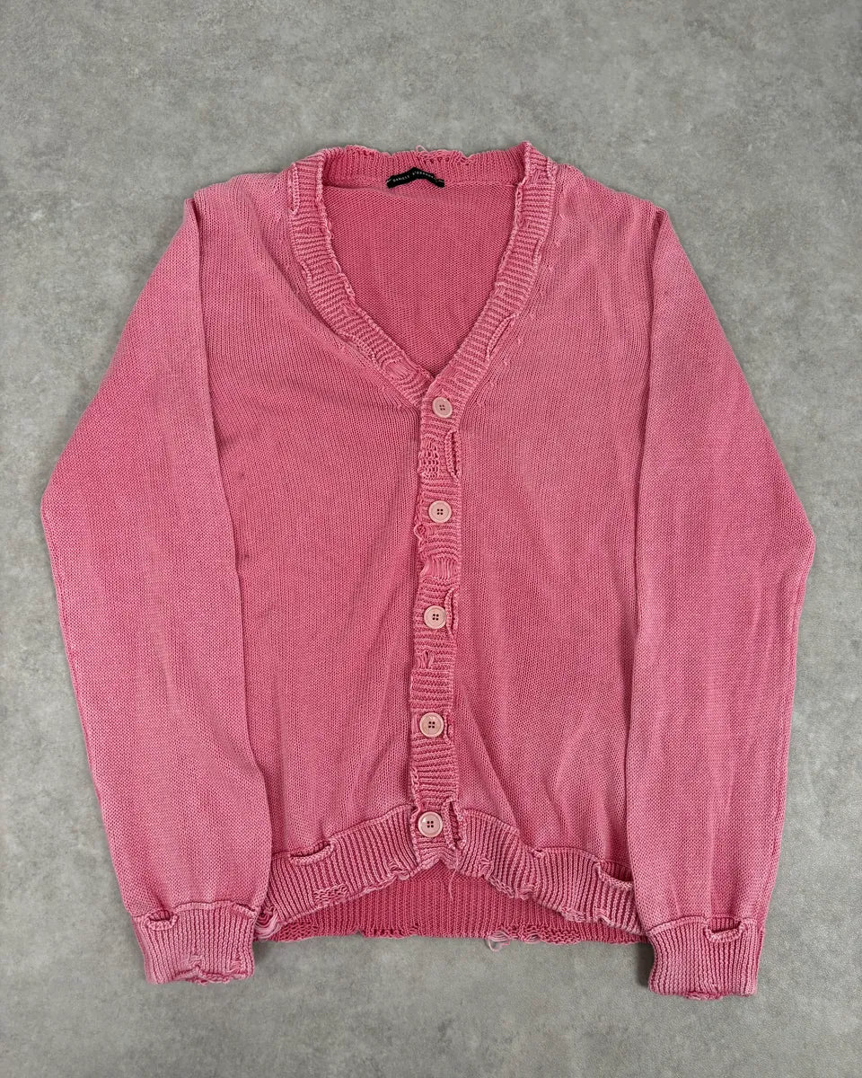 Daniele Alessandrini Pink Distressed Cardigan Sweater