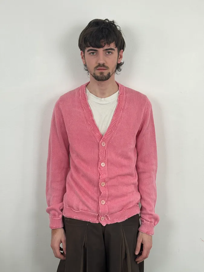 Daniele Alessandrini Pink Distressed Cardigan Sweater - Image 2