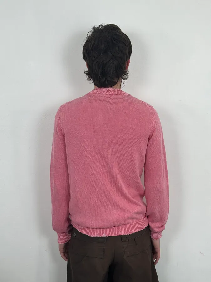 Daniele Alessandrini Pink Distressed Cardigan Sweater - Image 3