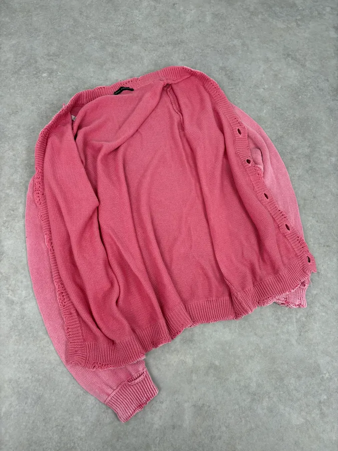 Daniele Alessandrini Pink Distressed Cardigan Sweater - Image 7