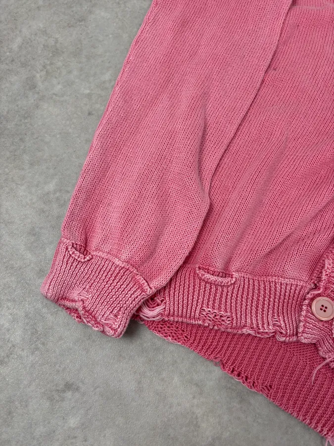 Daniele Alessandrini Pink Distressed Cardigan Sweater - Image 8