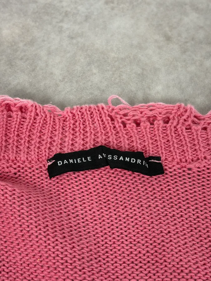 Daniele Alessandrini Pink Distressed Cardigan Sweater - Image 9