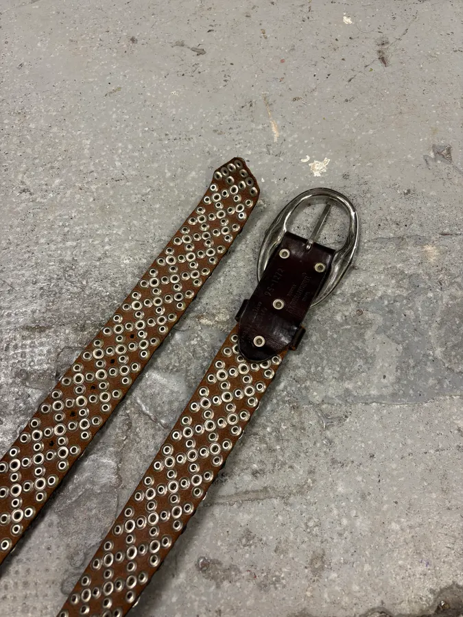 Daniele Alessandrini Studded Brown Leather Belt - Image 5