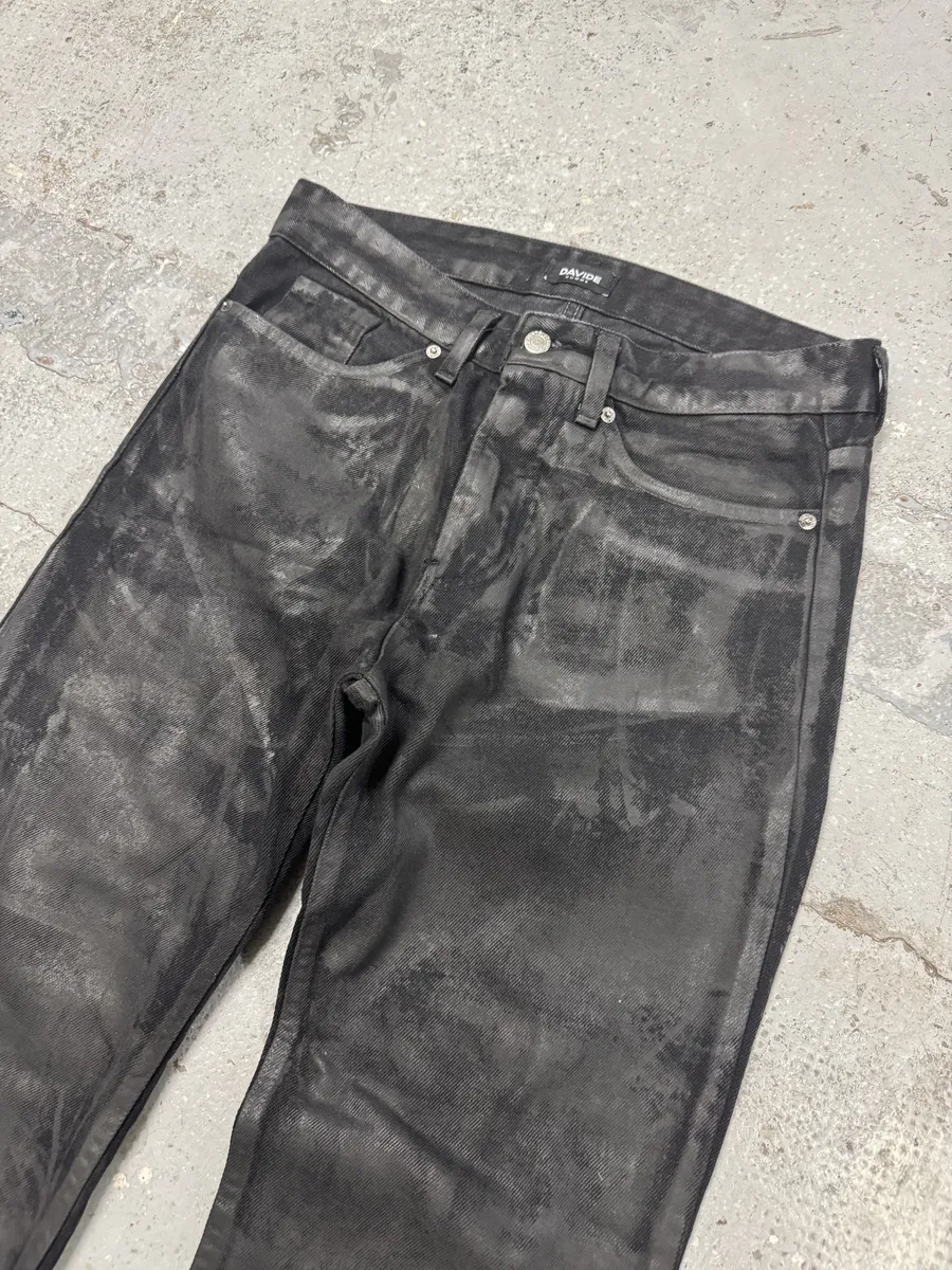 Davide Black Obscure Grey Waxed Denim Jeans - Image 10