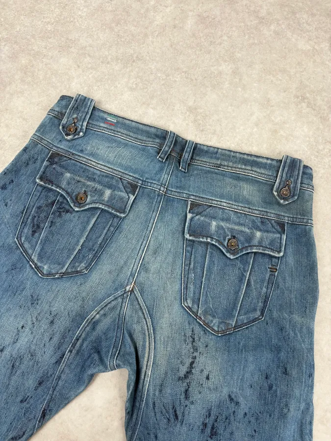 Diesel Abstract Painted Denim Blue Jeans - Image 7