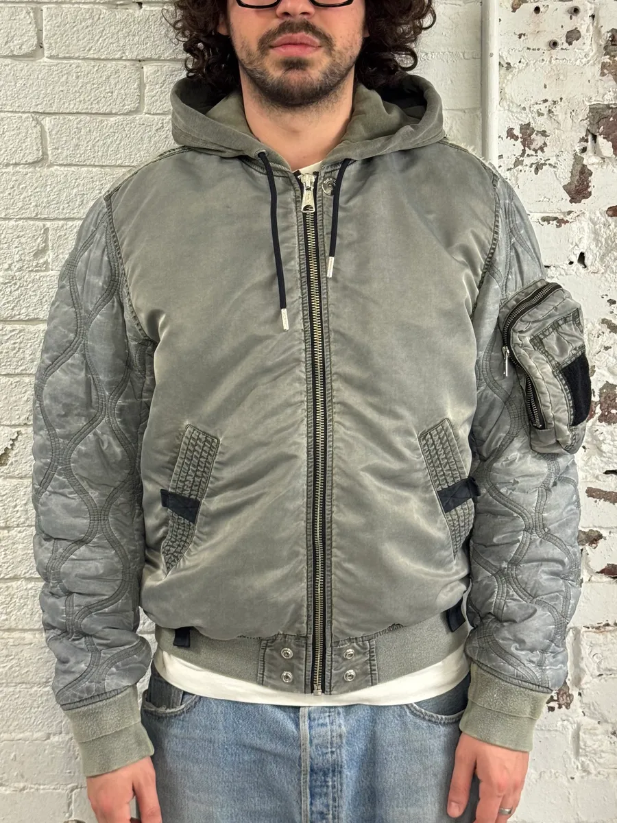 Diesel Astro Cargo Grey Bomber Jacket - Image 2