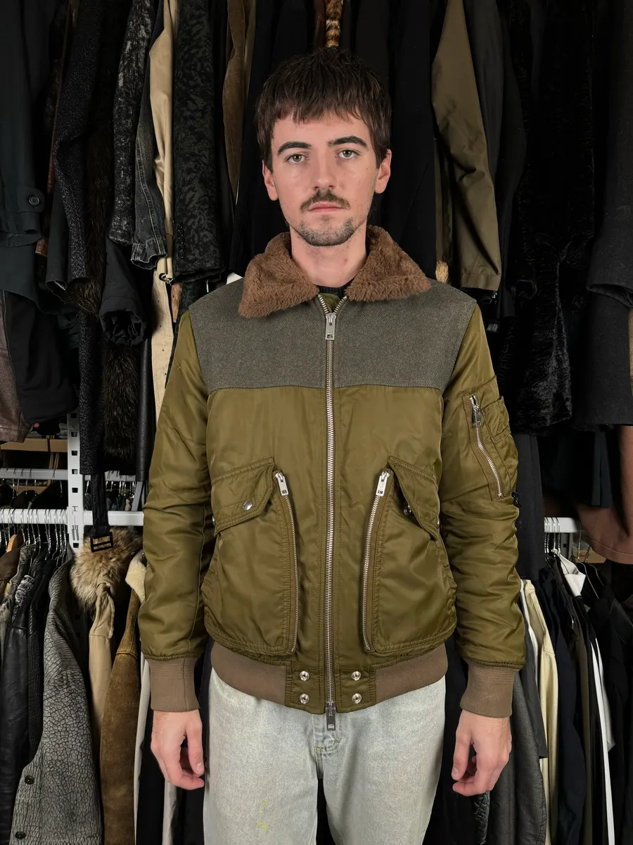 Diesel Aviator Green Nylon Bomber Jacket - Image 2