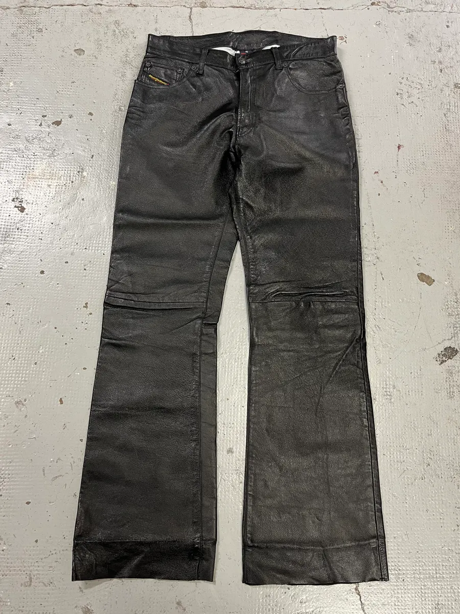 Diesel Biker Leather Black Pants