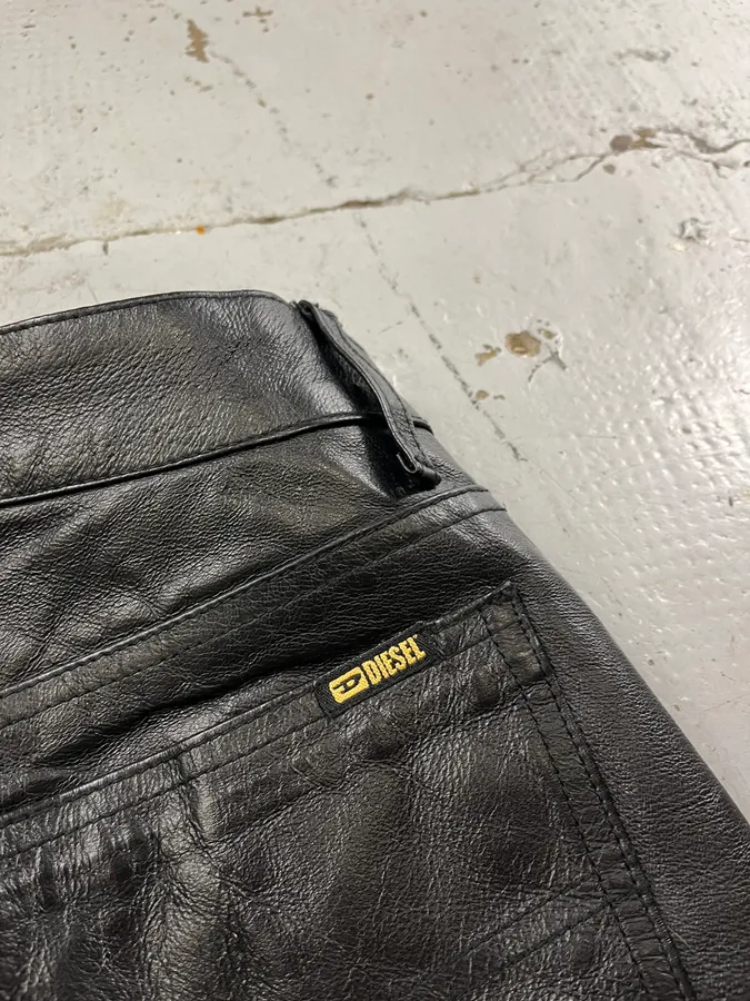 Diesel Biker Leather Black Pants - Image 10