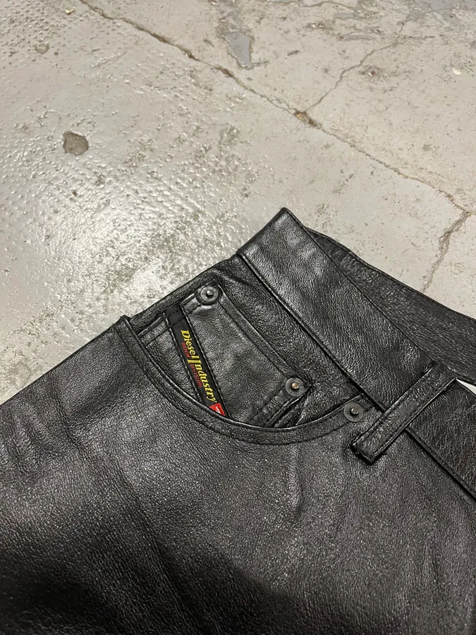 Diesel Biker Leather Black Pants - Image 7