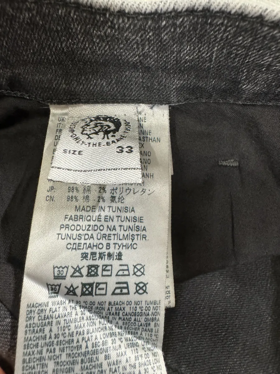 Diesel Black Bleached Effect Coated Slim Jeans - Image 11