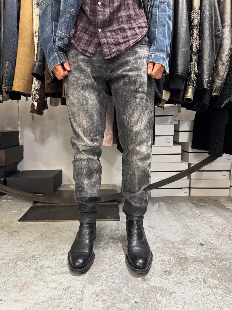 Diesel Black Bleached Effect Coated Slim Jeans - Image 3