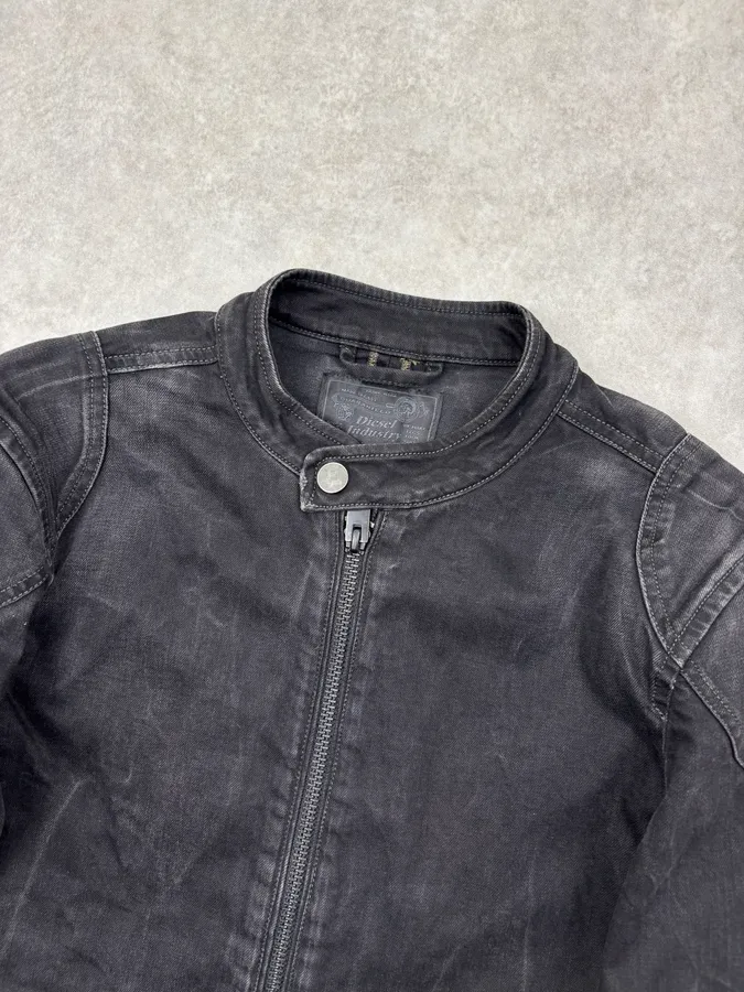 Diesel Black Eroded Biker Denim Jacket - Image 4