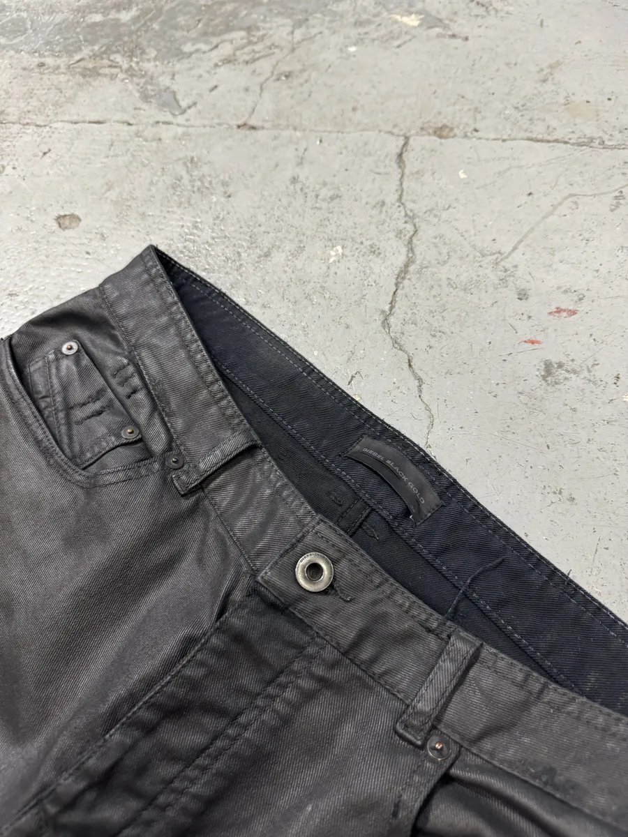 Diesel Black Gold Black Waxed Effect Leather Obscure Pants - Image 11