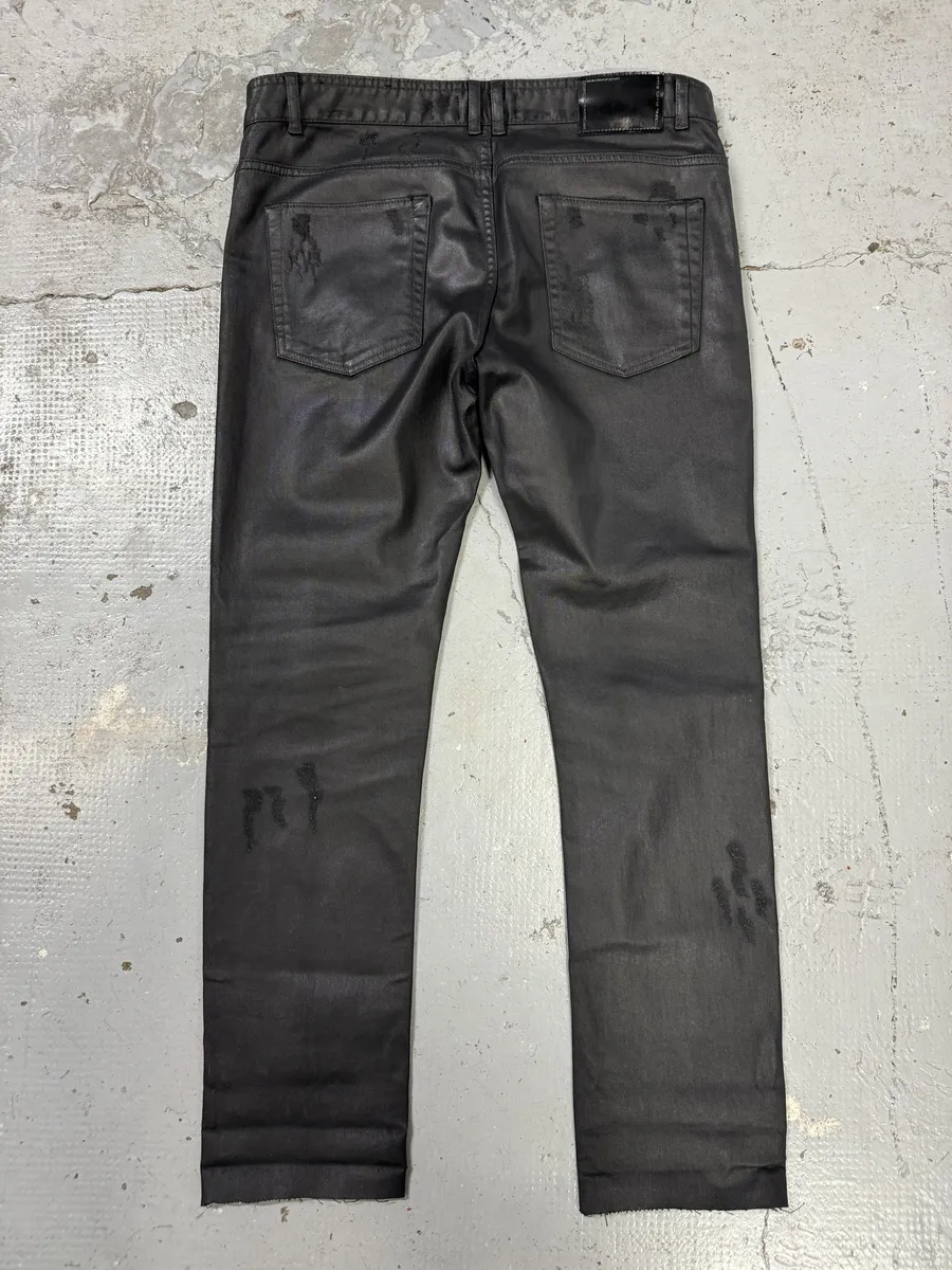 Diesel Black Gold Black Waxed Effect Leather Obscure Pants - Image 5