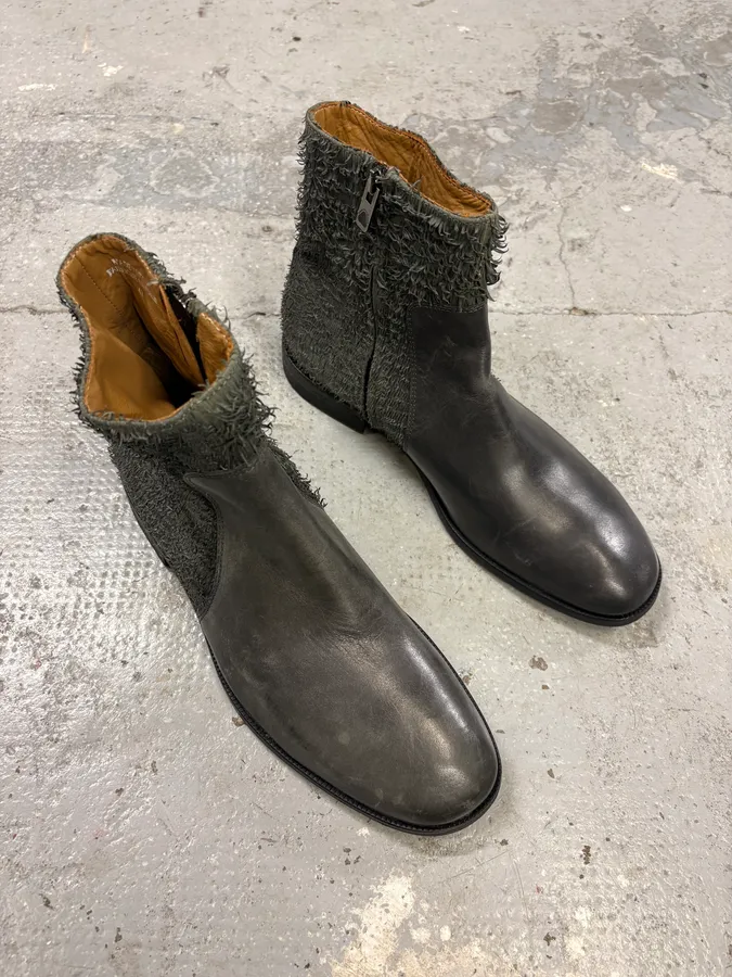Diesel Black Gold Brown Hybrid Leather Plushed Boots - Image 4