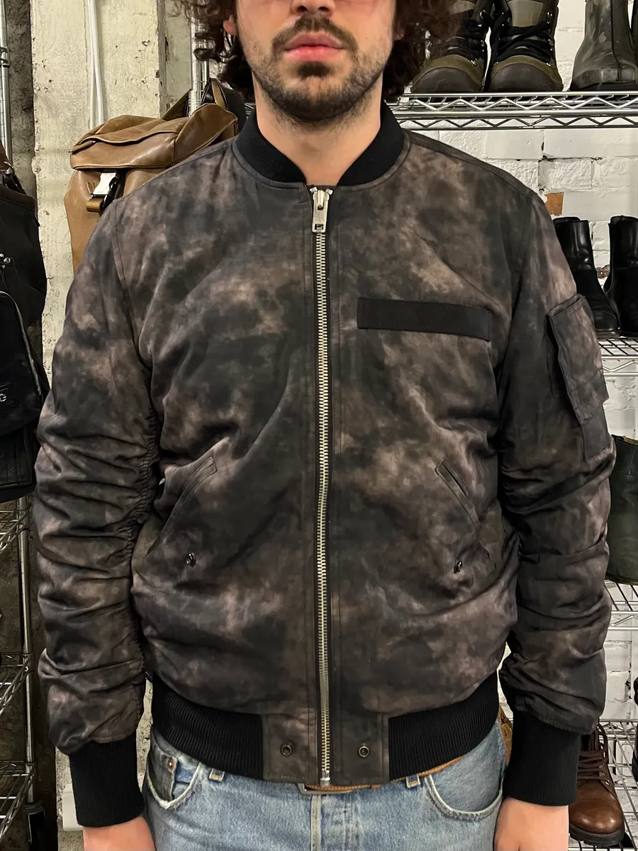 Diesel Black & Grey Shadow Pleated Bomber Jacket - Image 2