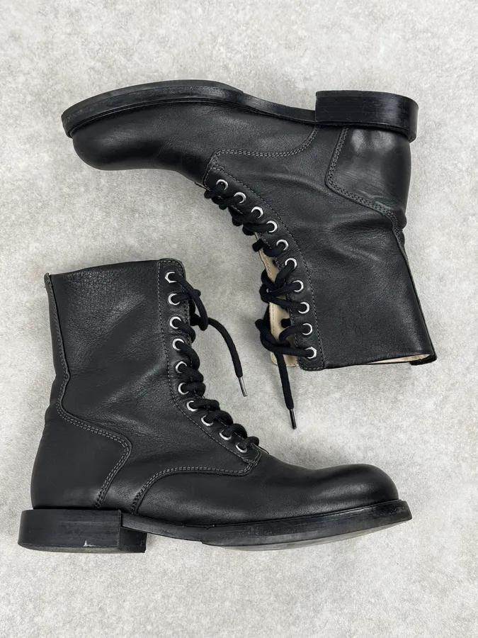Diesel Black Minimalist Biker Leather Boots - Image 2