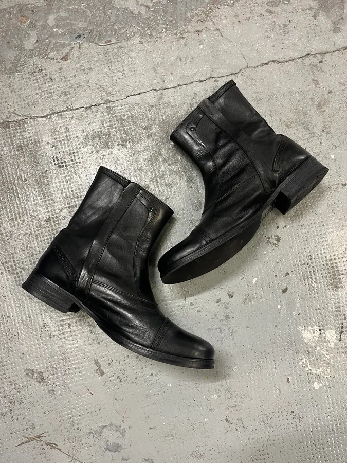 Diesel Black Minimalist Leather Boots - Image 5
