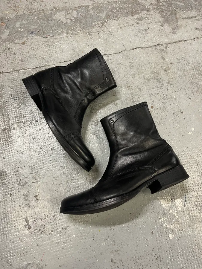 Diesel Black Minimalist Leather Boots - Image 6
