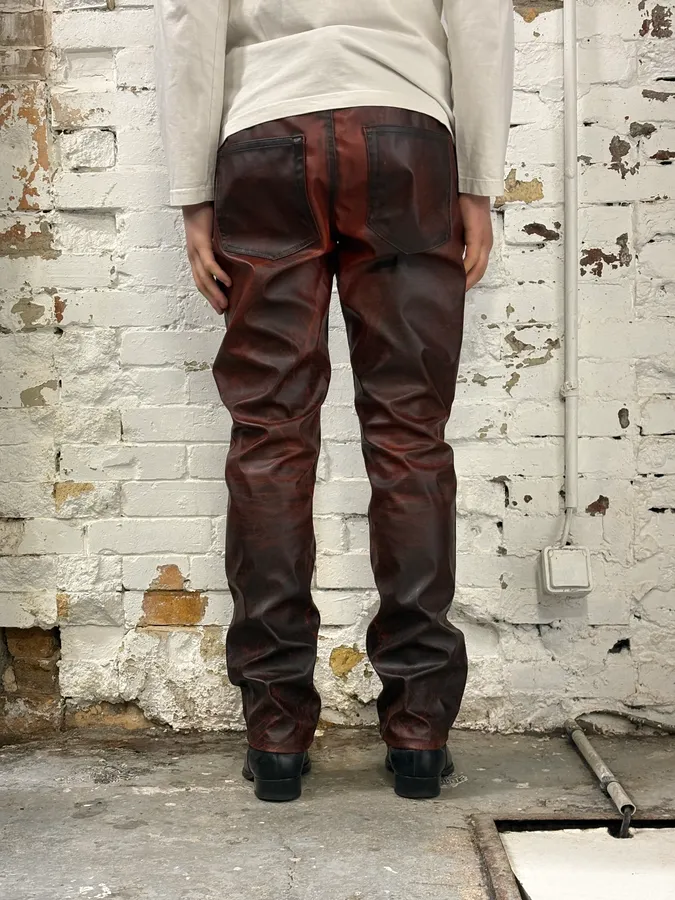 Diesel Black & Red Faux Leather Pants - Image 3