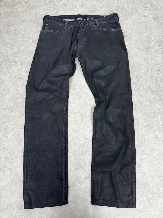 Diesel Black Waxed Coated Straight Jeans - Image 4