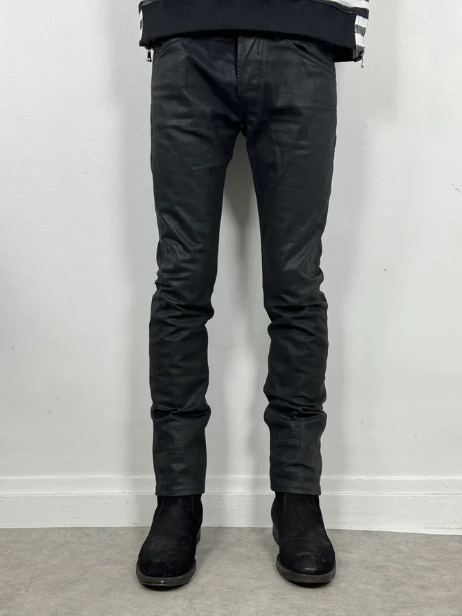 Diesel Black Waxed Slim Denim Jeans - Image 3