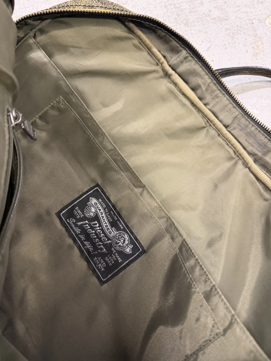 Diesel Brown Distressed Leather Computer Handle Bag - Image 7