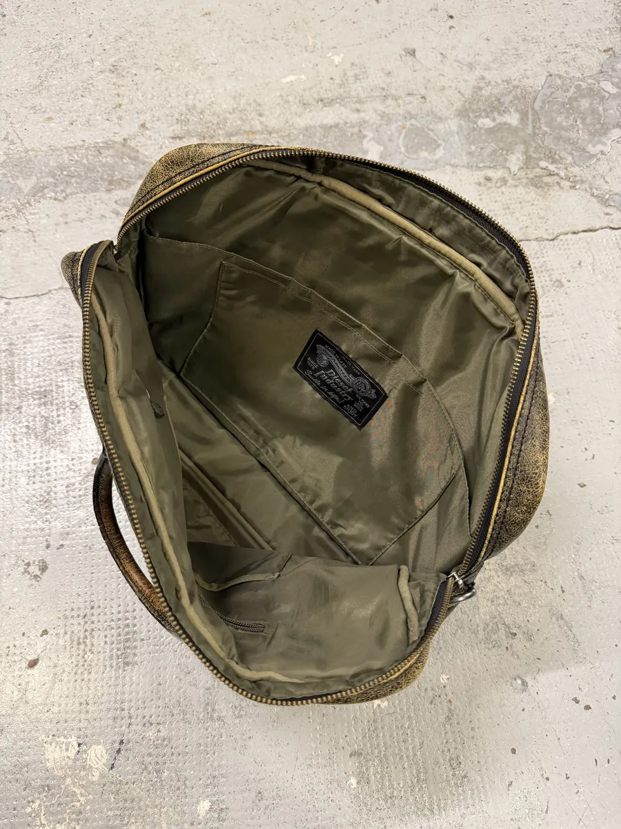 Diesel Brown Distressed Leather Computer Handle Bag - Image 8