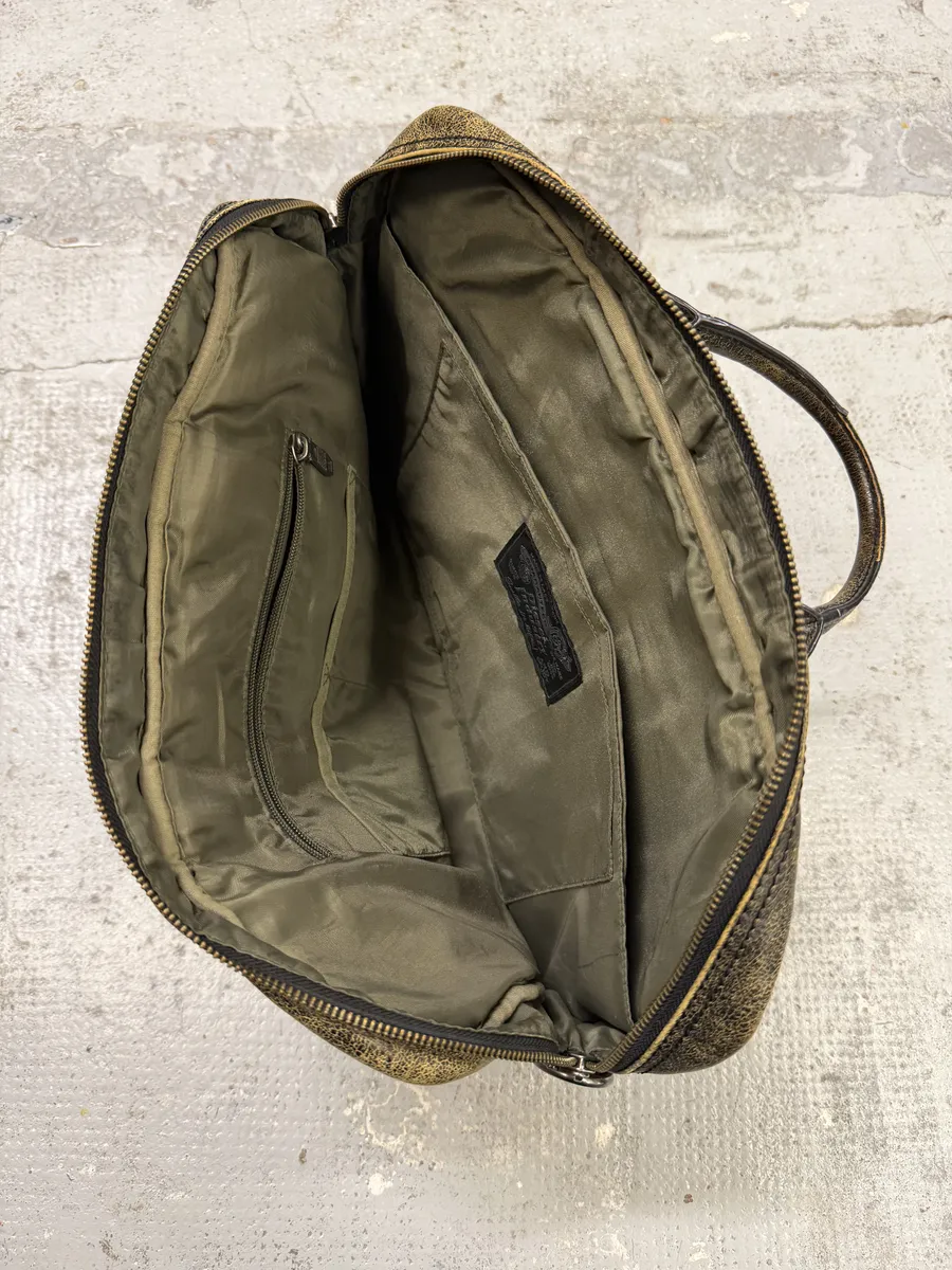 Diesel Brown Distressed Leather Computer Handle Bag - Image 9