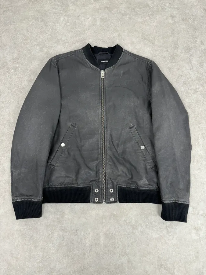 Diesel Dark Grey Waxed Bomber Jacket