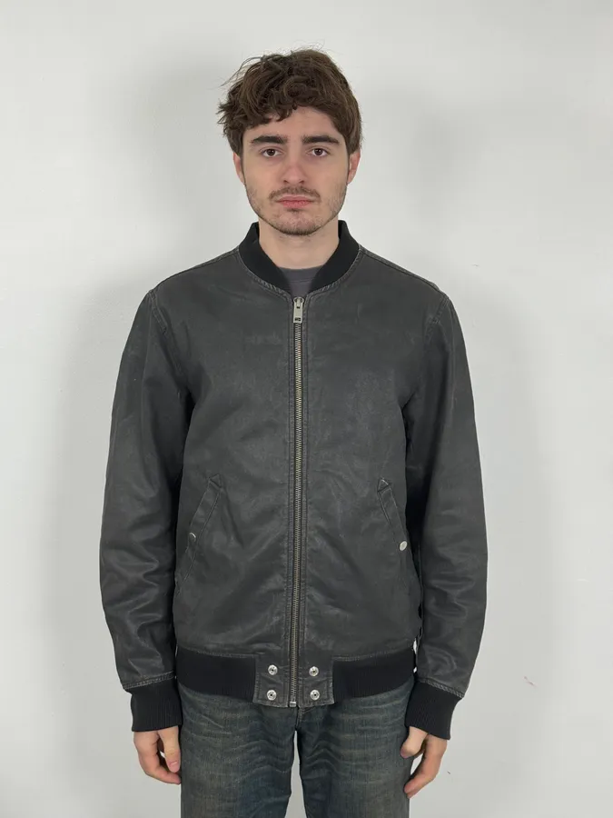 Diesel Dark Grey Waxed Bomber Jacket - Image 2